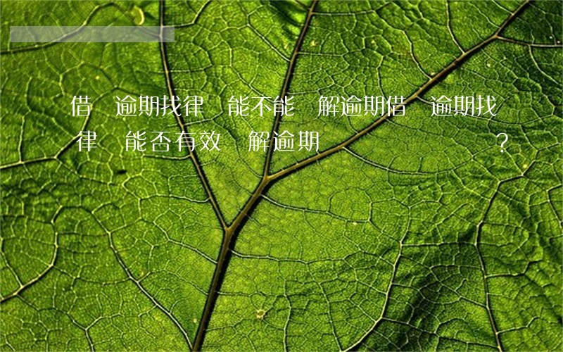 借唄逾期找律師能不能緩解逾期，借唄逾期找律師：能否有效緩解逾期問題？